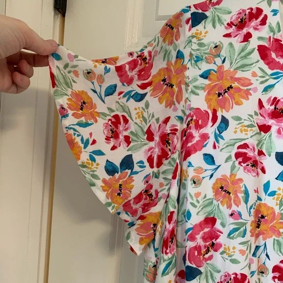 NWT TORRID Women’s Ivory Ditsy Floral Gauze Button Front Tea-Length Dress Sz 2X - Picture 7 of 16